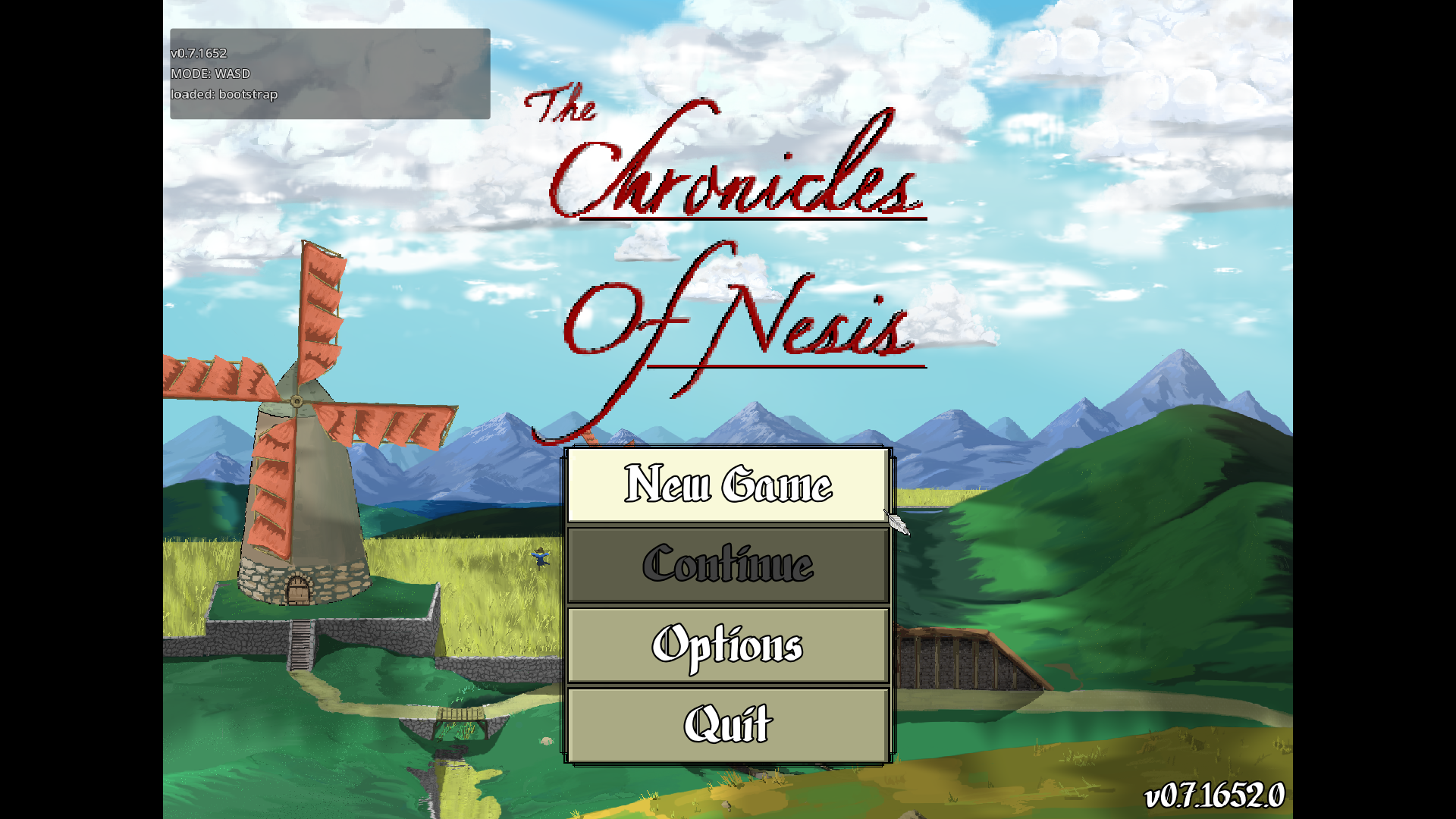 Title screen — hero shot (DEBUG BUILD)